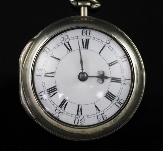 Eardley Norton, London, a George III silver pair-cased keywind verge pocket watch, No. 1366,